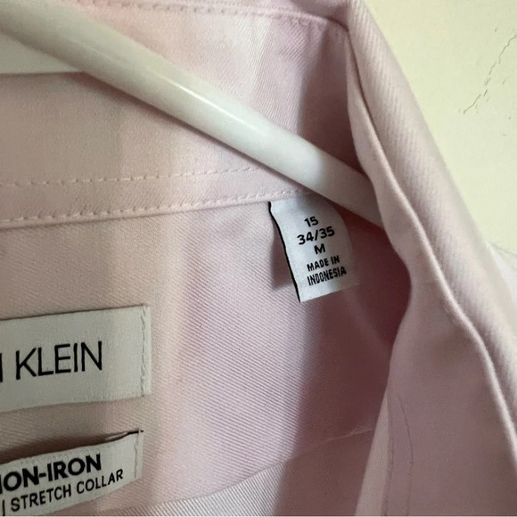Calvin Klein Infinite Non-Iron Slim Fit Stretch Collar Pink Dress Shirt Medium - Picture 6 of 6
